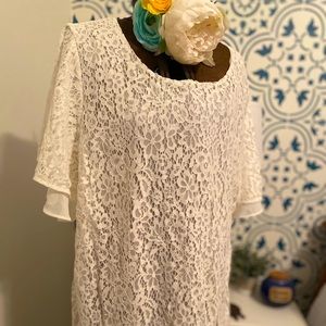 Rose and Olive sweet/delicate lace cream blouse 3X